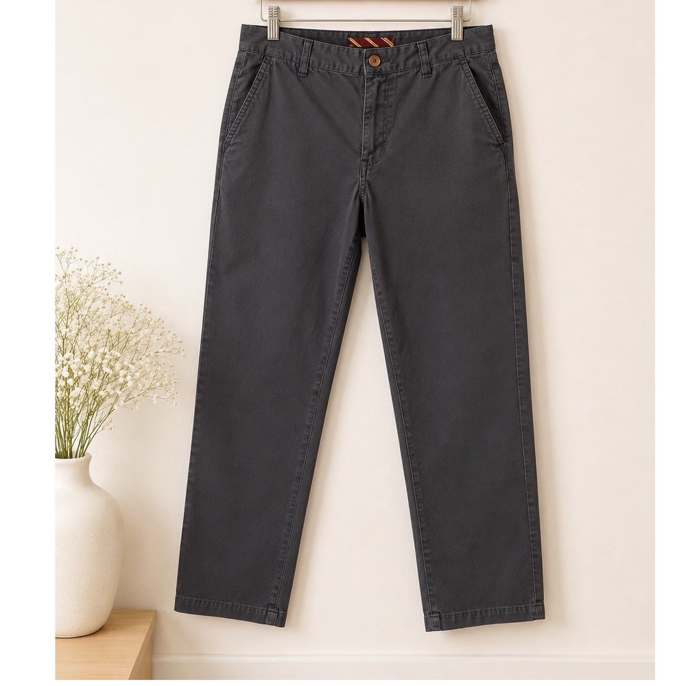 Brooks Brothers Men's Pants Chino, Charcoal Size 33x32 Flat Front 100% Cotton